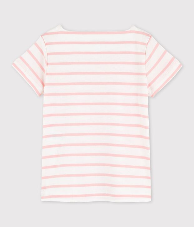 Kurz&auml;rmliges Kinder-T-Shirt aus Baumwolle f&uuml;r M&auml;dchen weiss/rosa