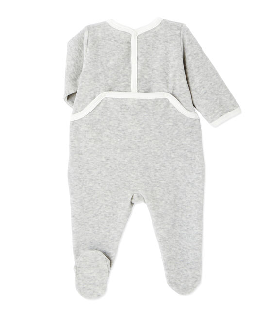 Bedruckter Unisex-Baby-Strampler aus Velours-Frottier grau BELUGA CHINE