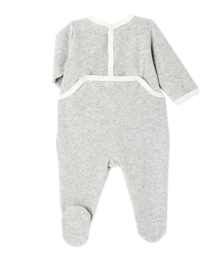Bedruckter Unisex-Baby-Strampler aus Velours-Frottier grau