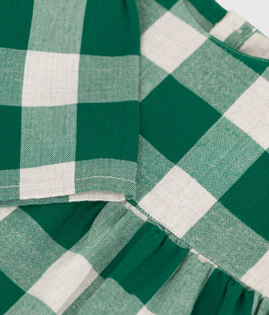 Langärmeliges kariertes Babykleid aus Flanell MATCHA/ AVALANCHE