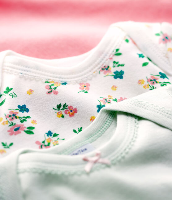 3er-Set kurzärmelige Baby-Bodys aus Bio-Baumwolle mit Blumenmuster für Mädchen variante 1