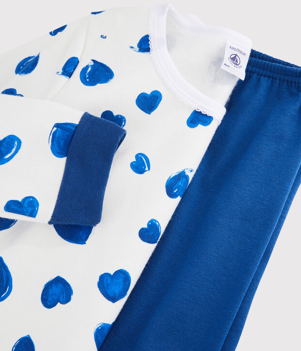 Nachthemd mit Herzchen-Muster aus Molton mit Leggings f&uuml;r M&auml;dchen weiss/vielfarbig