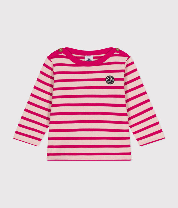 Baby-Matrosenshirt aus dickem Baumwolljersey rosa/rosa