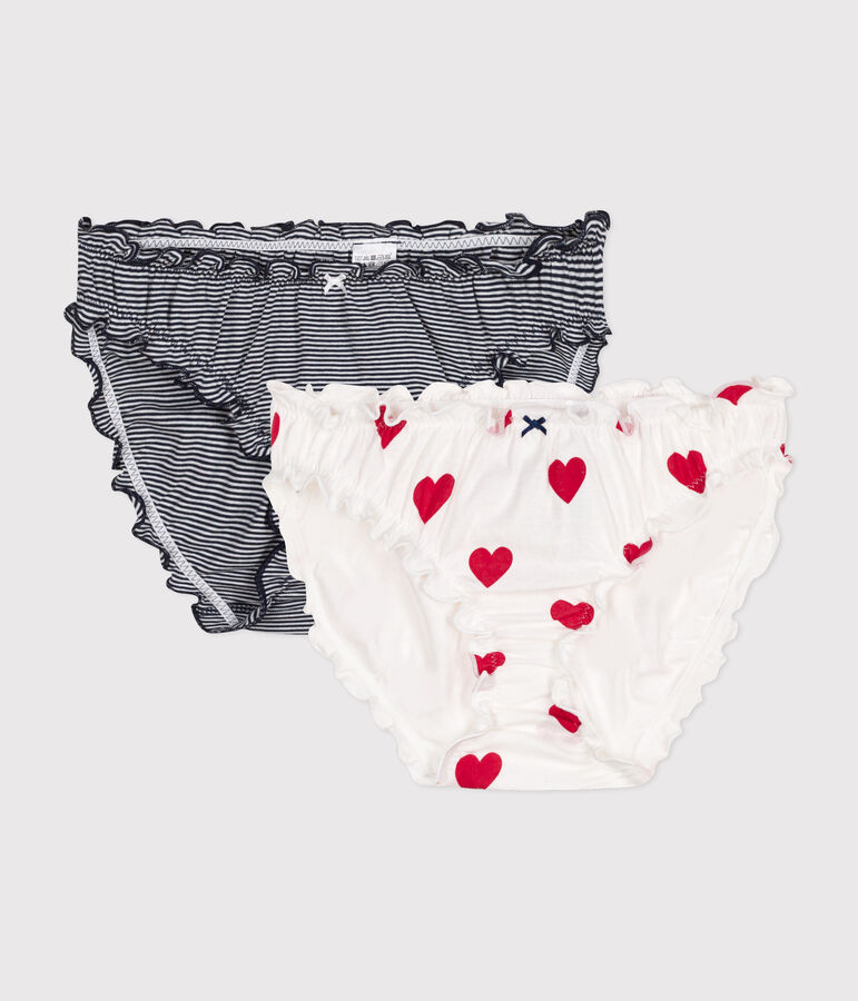 2er-Set Damenslips aus Baumwolle mit R&uuml;schen vielfarbig