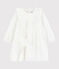 Langärmeliges Baby-Kleid für Mädchen weiss MARSHMALLOW/grau ARGENT