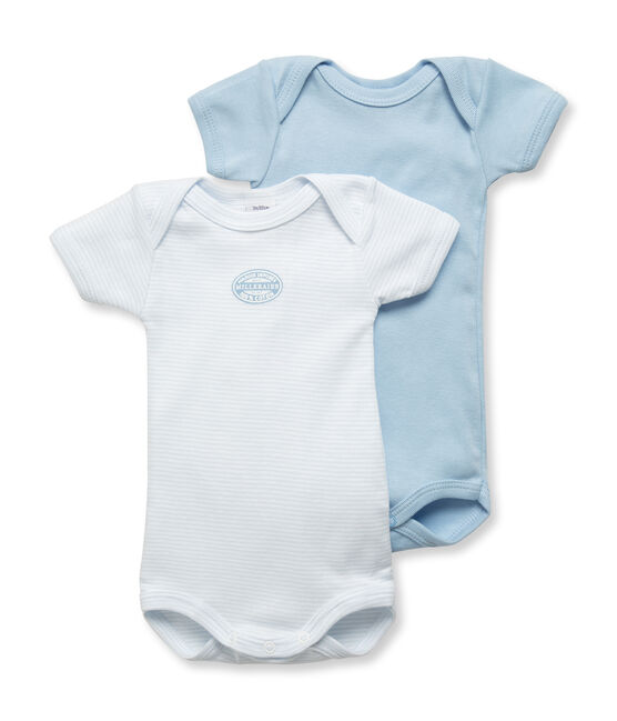 2-er Pack Baby-Bodys für Jungen, Kurzarm, uni/geringelt lot .