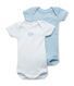 2-er Pack Baby-Bodys für Jungen, Kurzarm, uni/geringelt