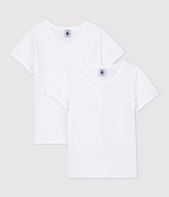 2er-Set kurzärmelige weiße T-Shirts für Mädchen variante 1