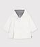 Wattierte Baby-Jacke aus Strick mit Ringelstreifen-Futter weiss