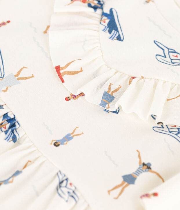 Kurz&auml;rmeliges Kinder-Kleid aus Baumwolle f&uuml;r M&auml;dchen weiss/vielfarbig