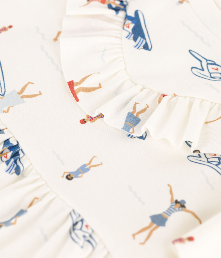 Kurz&auml;rmeliges Kinder-Kleid aus Baumwolle f&uuml;r M&auml;dchen weiss/vielfarbig