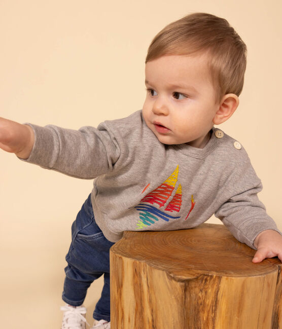 Baby-Sweatshirt aus Molton grau CHATON CHINE