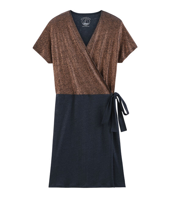 Kurzarmeliges Glanzendes Leinenkleid Damen Petit Bateau