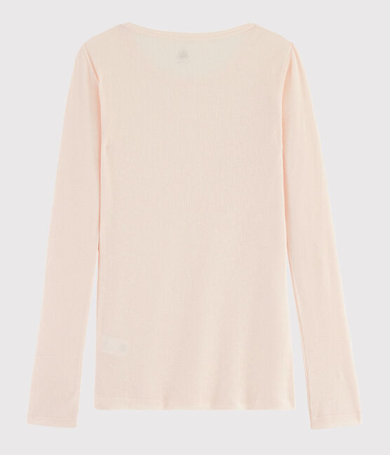 Damen-T-Shirt aus Wolle und Baumwolle rosa FLEUR