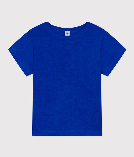 Damen-T-Shirt L’ICONIQUE aus Leinen blau PERSE