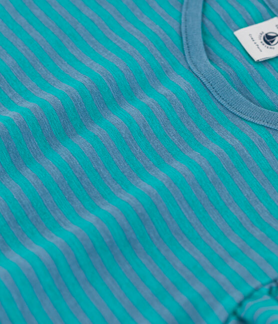 Gestreiftes Kinder-T-Shirt aus Baumwolle für Mädchen grün LAVIS/blau VERDE