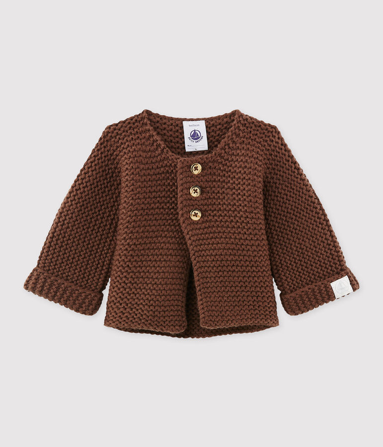 Unisex-Baby-Cardigan aus Wolle/Baumwolle braun