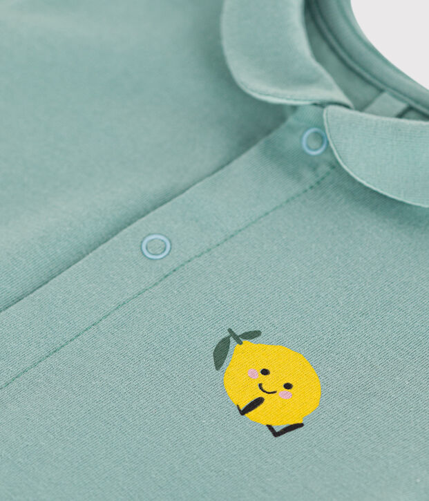Baby-Kurzoverall aus Baumwolle mit Bubikragen gr&uuml;n