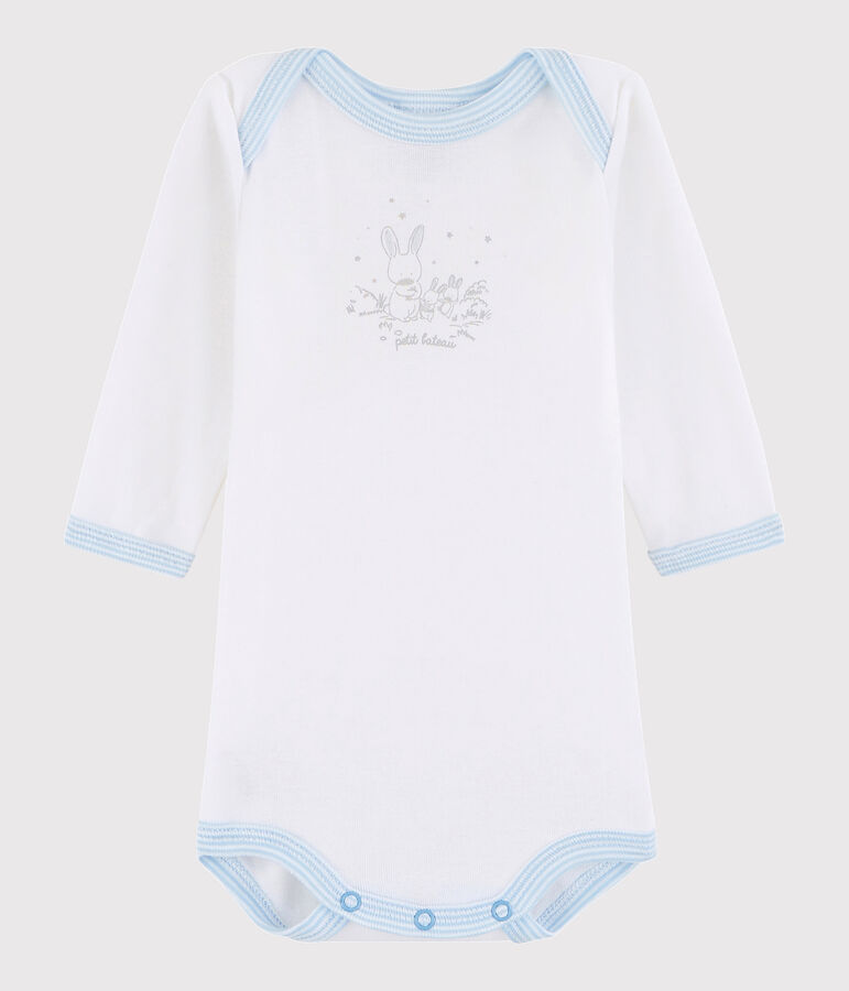 Lang&auml;rmeliger Baby-Body Jungen weiss/blau