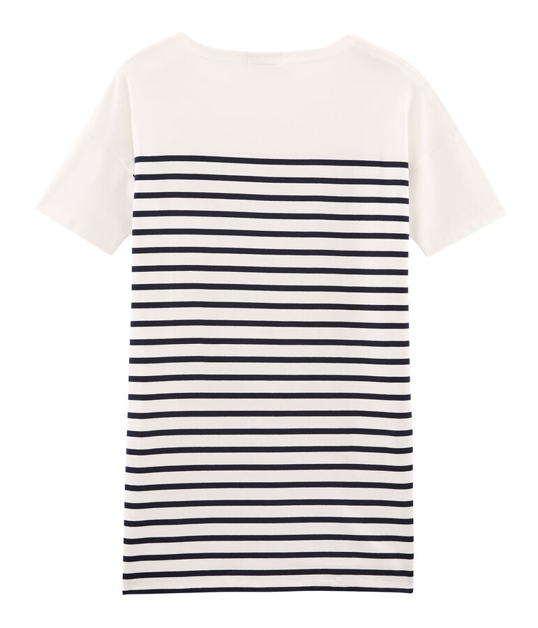 Kurz&auml;rmeliges kleid damen weiss/blau