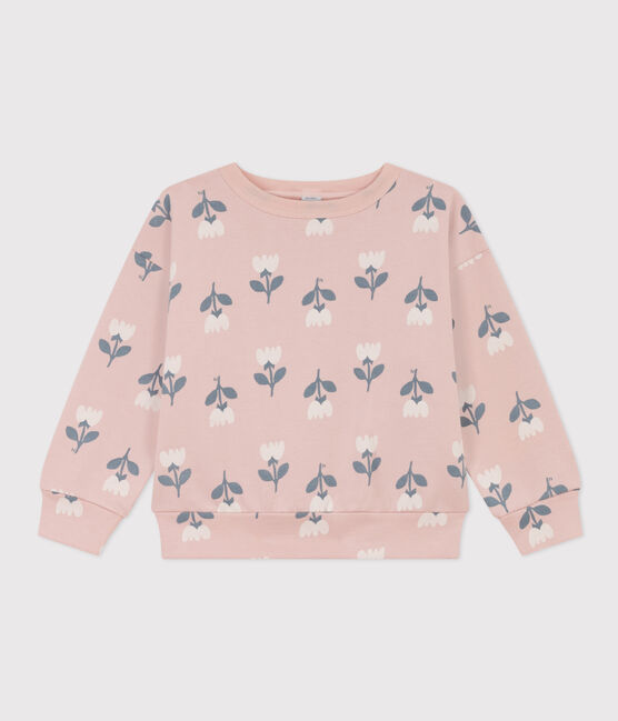 Kinder-Sweatshirt aus Molton für Mädchen rosa SALINE/weiss MULTICO