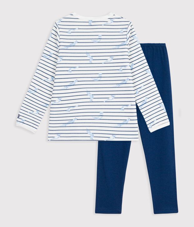 Pyjama  en velours weiss/blau/vielfarbig