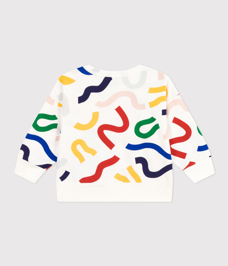 Baby-Sweatshirt aus leichtem Molton weiss MARSHMALLOW/weiss MULTICO