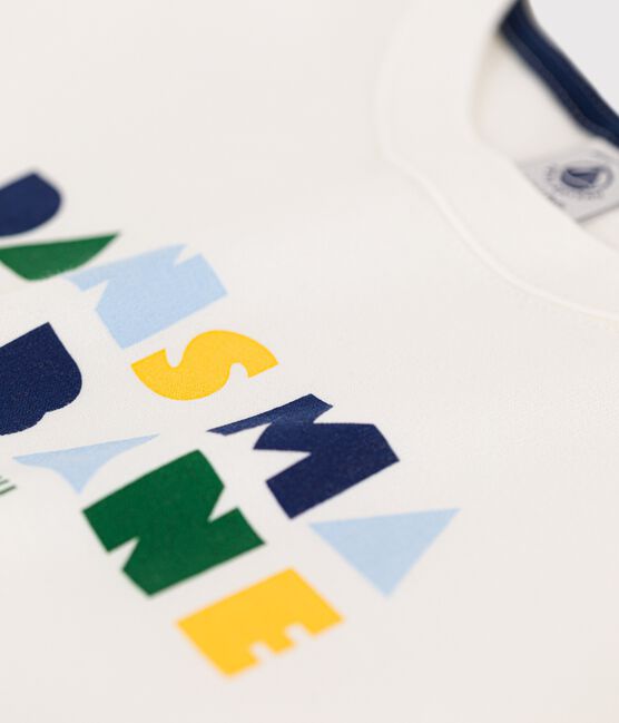 Kurzärmeliges Kinder-T-Shirt aus Baumwolle für Jungen weiss MARSHMALLOW