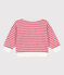 Baby-Sweatshirt aus gestreiftem Frottee weiss MARSHMALLOW/rot PEPS