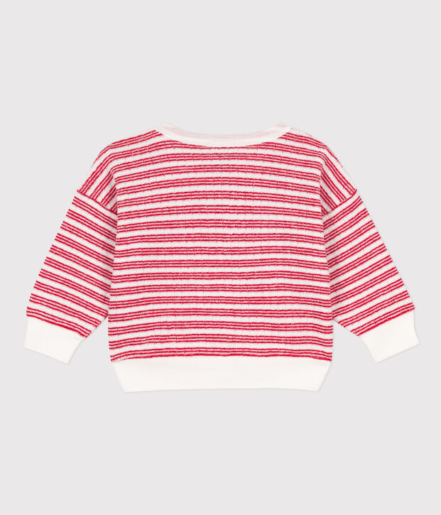 Baby-Sweatshirt aus gestreiftem Frottee weiss/rot