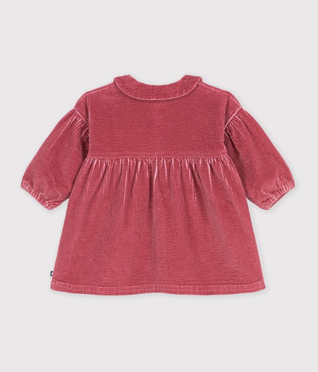 Lang&auml;rmeliges Baby-Kleid aus einfarbigem Fein-Cord rosa