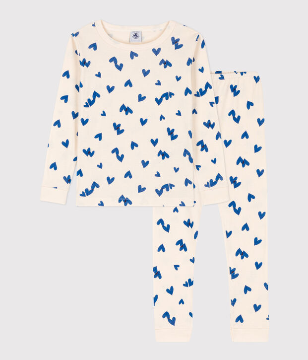 Kinderpyjama aus Baumwolle in schmaler Passform f&uuml;r M&auml;dchen naturfarben/vielfarbig