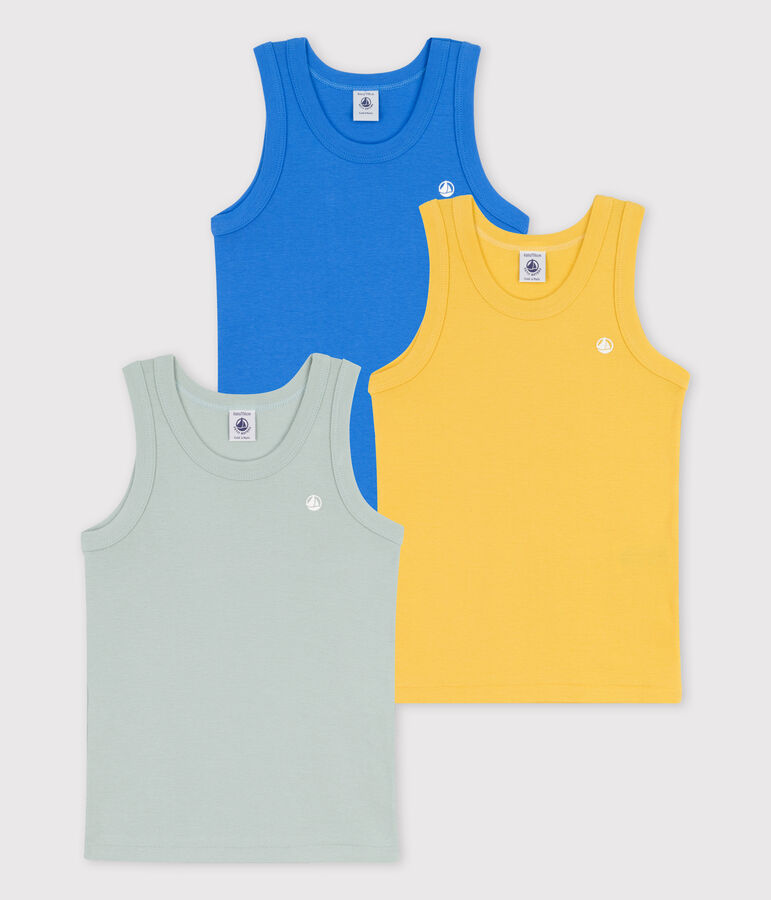 3er-Set einfarbige Unterhemden aus Baumwolle f&uuml;r Jungen vielfarbig