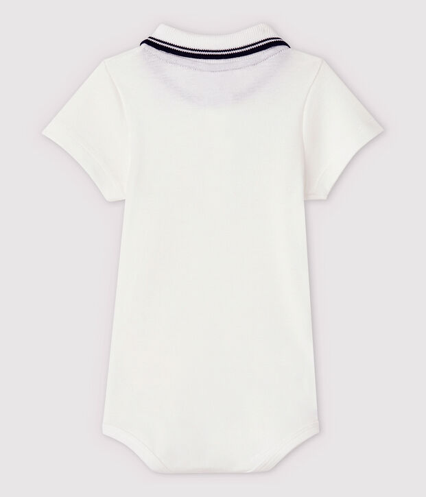 Kurz&auml;rmeliger Baby-Body aus Baumwolle mit Polokragen f&uuml;r Jungen weiss