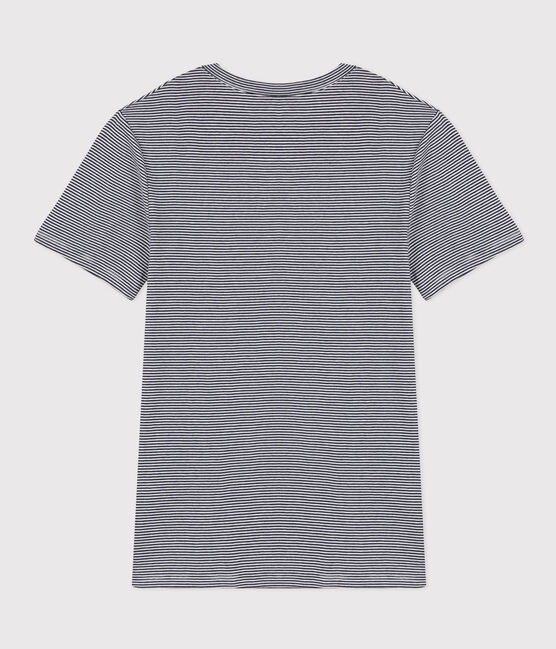 Kurzärmeliges Damen-T-Shirt "L'Iconique" aus gestreiftem Rippstrick blau SMOKING/weiss MARSHMALLOW