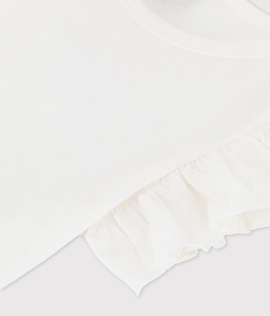 Kurzärmeliges T-Shirt aus Baumwolle für Mädchen weiss MARSHMALLOW