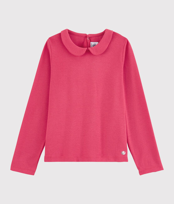 Langärmeliges Kinder-T-Shirt aus Baumwolle für Mädchen rosa POPPY
