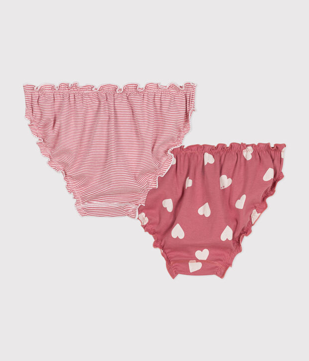 2er-Set Damen-Slips aus Baumwolle mit R&uuml;schen vielfarbig