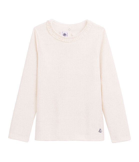 Mädchen Langarmshirt mit Milleraies Ringelstreifen weiss MARSHMALLOW/rosa COPPER
