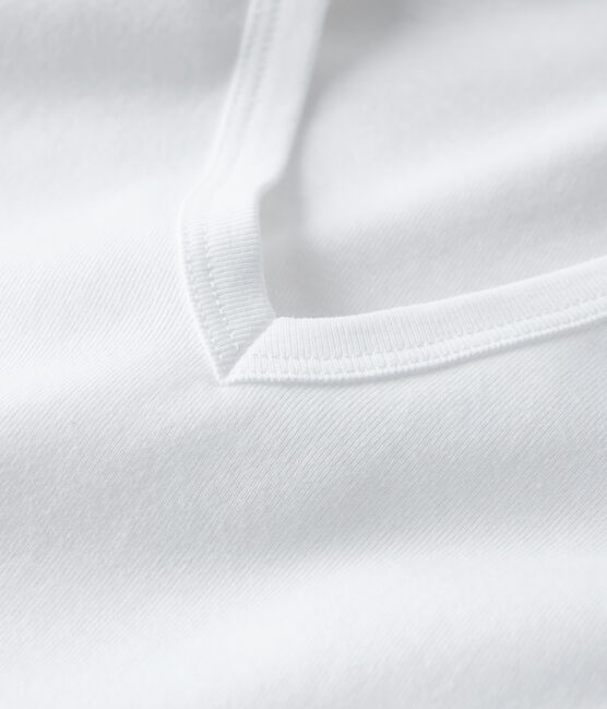 Eng anliegendes T-Shirt mit V-Ausschnitt aus Baumwolle für Damen weiss ECUME