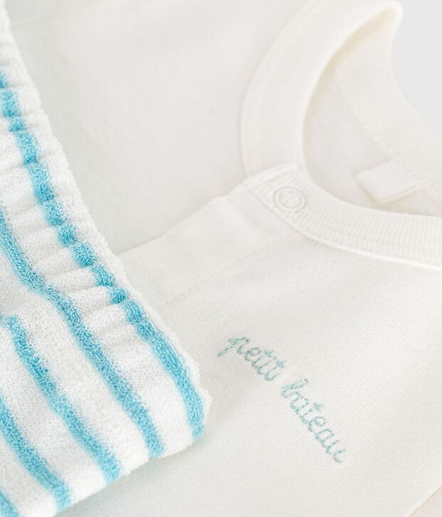 Newborn-Set Zweiteiler aus Baumwolle mit gestreiftem Unterteil blau/blau