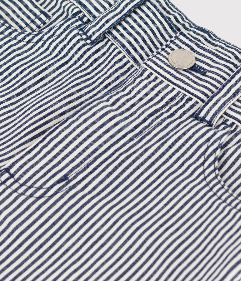 Kinder-Bermudashorts aus Baumwollcanvas f&uuml;r Jungen blau MEDIEVAL/weiss MARSHMALLOW