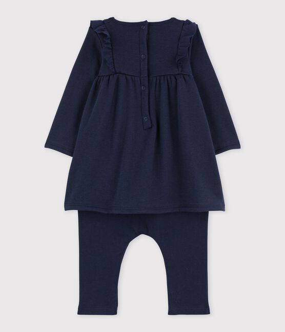 Baby-Leggingkleid aus Samtstrick für Mädchen blau SMOKING
