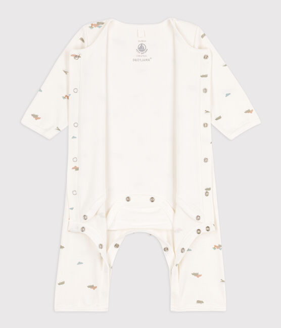 Baby-Bodyjama aus Baumwolle weiss MARSHMALLOW/weiss MULTICO