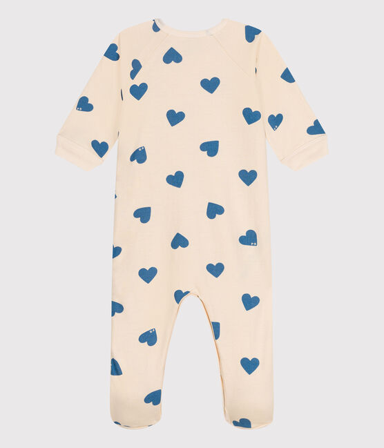 Strampler aus aufgerautem Molton mit Herzmotiv blau AVALANCHE/ BEACH
