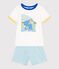 Kinder-Kurzpyjama aus Baumwolle weiss MARSHMALLOW/weiss MULTICO