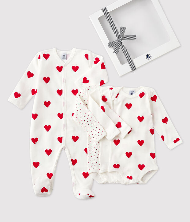 Baby-Geschenkset mit Herzmotiv vielfarbig
