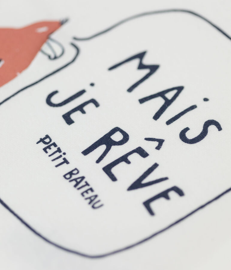 Kurz&auml;rmeliges Baby-T-Shirt aus Bio-Baumwolle mit Motiv weiss