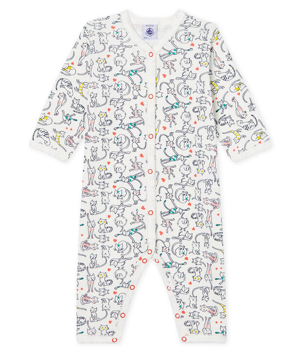 Baby-Strampler ohne Fu&szlig; aus Rippstrick f&uuml;r M&auml;dchen weiss/vielfarbig