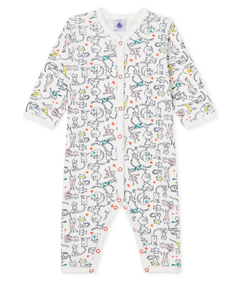 Baby-Strampler ohne Fu&szlig; aus Rippstrick f&uuml;r M&auml;dchen weiss/vielfarbig